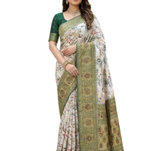 C J Enterprise Women's Kanjivaram Style Soft Silk Saree Heavy Zari Woven Traditional Wedding Saree with Blouse Piece (Morpankh)
